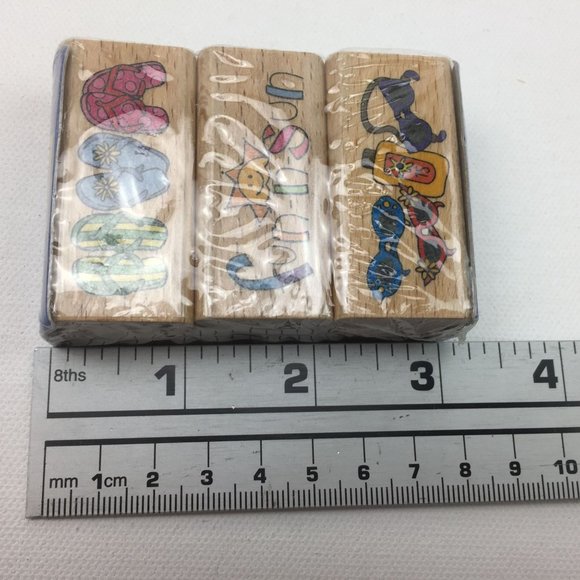 Stamp Craft Fun N Sun Summer Flip Flop Sunglasses Sunscreen Set 3 Rubber - Picture 4 of 5